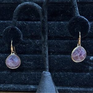 Faceted Purple Amethyst Gold Dangle Earrings